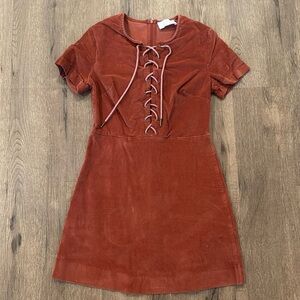 Storia Rust Mini Dress with Lace-Up Front